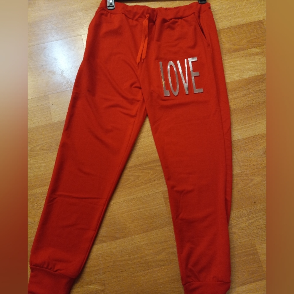 Brand New Love Embroidered Red Sweats brand New